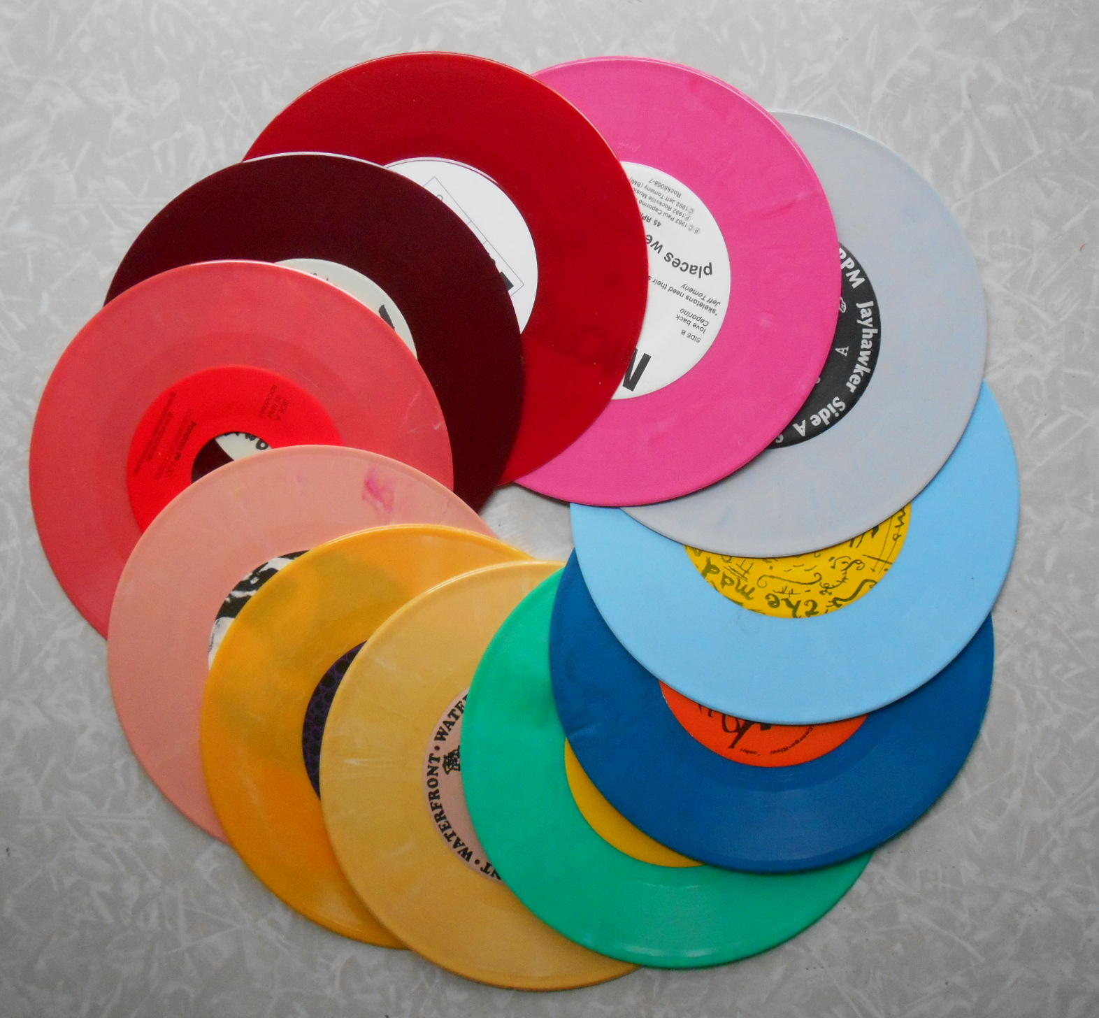 Rainbow of colored records rare record vinyl
