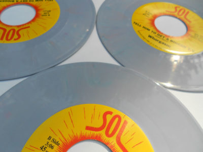 Grey lilac blue swirl colored record vinyl 7 inch record