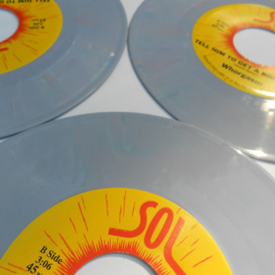 Grey lilac blue swirl colored record vinyl 7 inch record