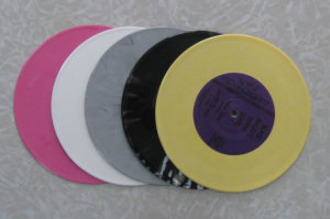 Pink, Grey, White, Black And White, Yellow Opaque Vinyl 7 Inch Record Assortment